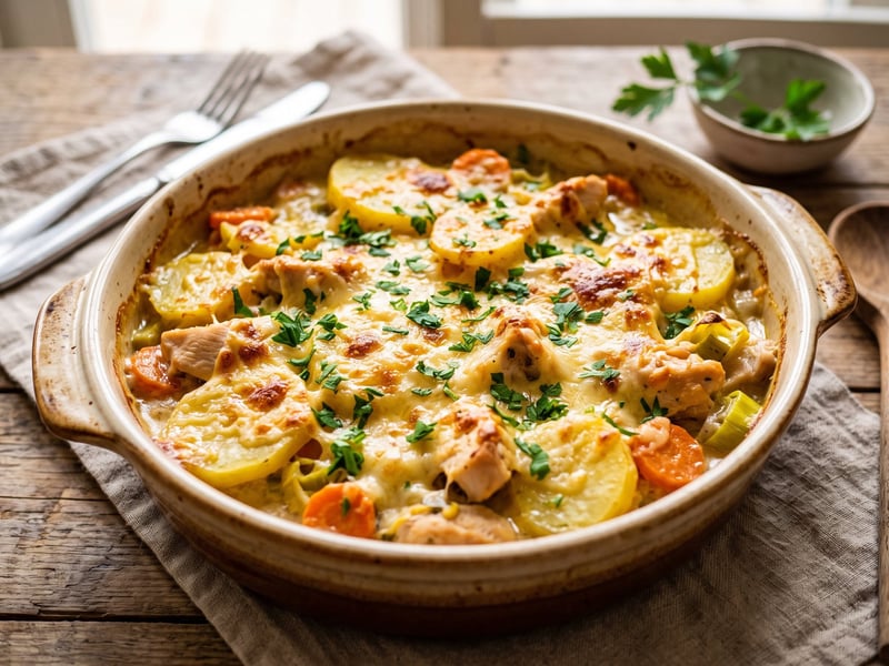 Potato and Chicken Casserole | Hearty bake with mountain cheese