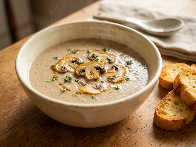 Französische Champignon-Suppe mit Beurre Noisette | Samtig & Aromatisch