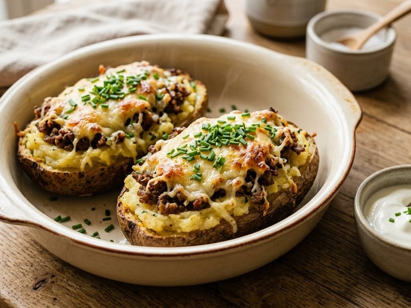 Gefüllte Erdäpfel mit Faschiertem | Würzig überbacken