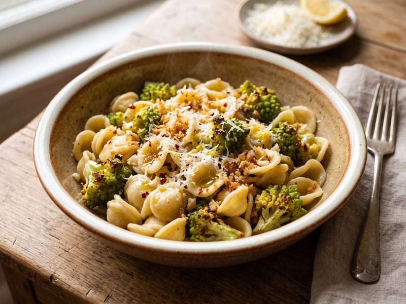 Orecchiette with Roasted Romanesco | Garlic, Chilli & Pecorino