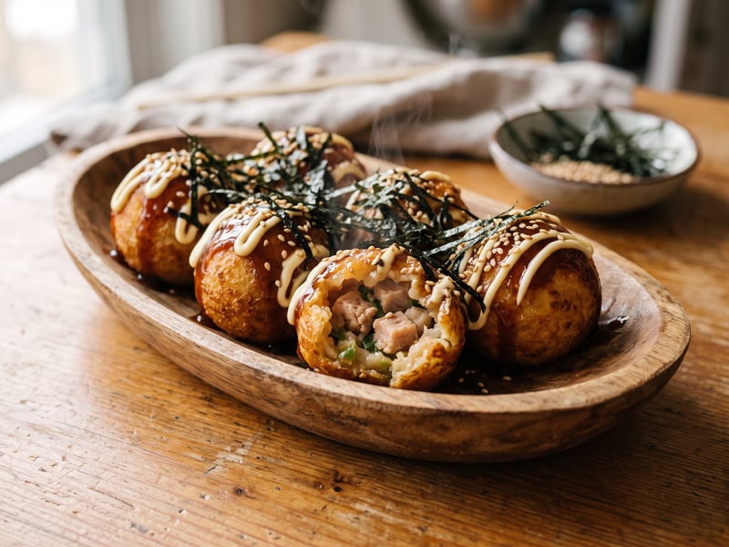 Japanische Tori Takoyaki | Streetfood-Bällchen mit Hendl