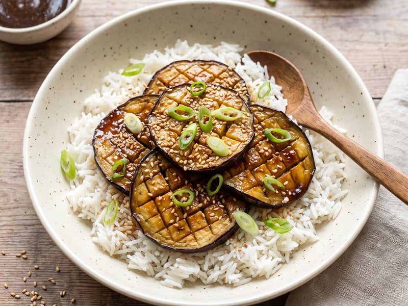 Geschmorte Miso Melanzani