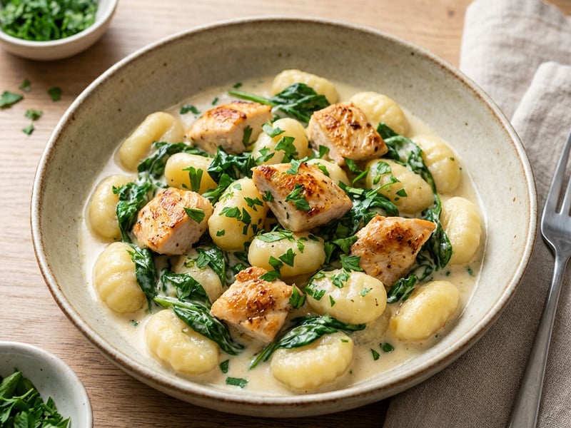 Gnocchi with Spinach and Chicken Breast