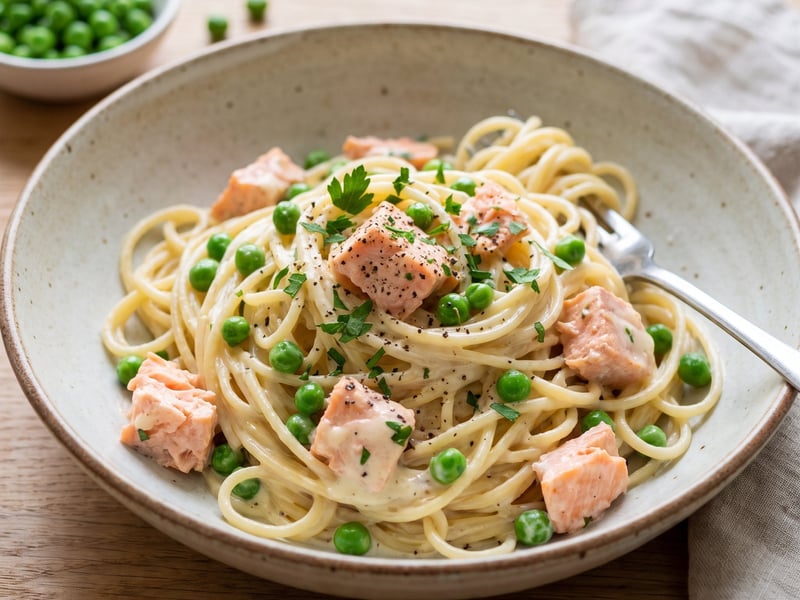 Creamy Pasta with Salmon and Peas