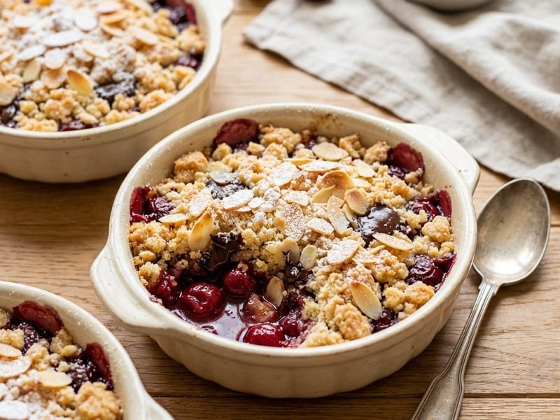 Sour Cherry Crumble with Chocolate and Almonds