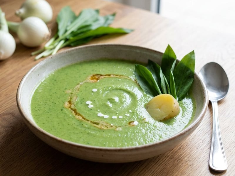 Wild Garlic Cream Soup with Brown Butter