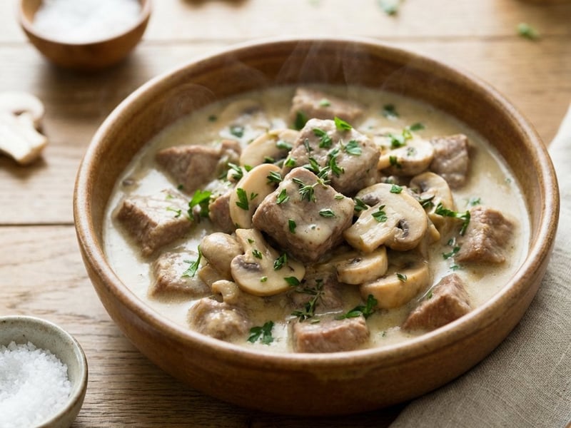 Tender Veal Strips with Mushrooms & Cream