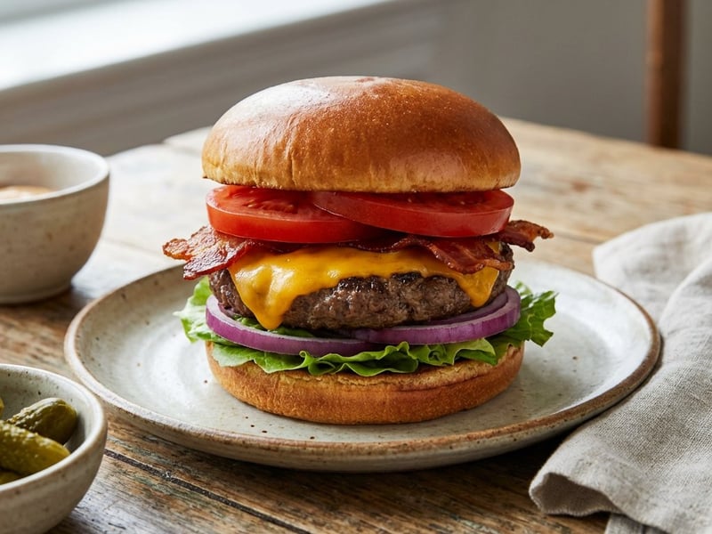 Saftiger Rindsburger mit Speck und Käse