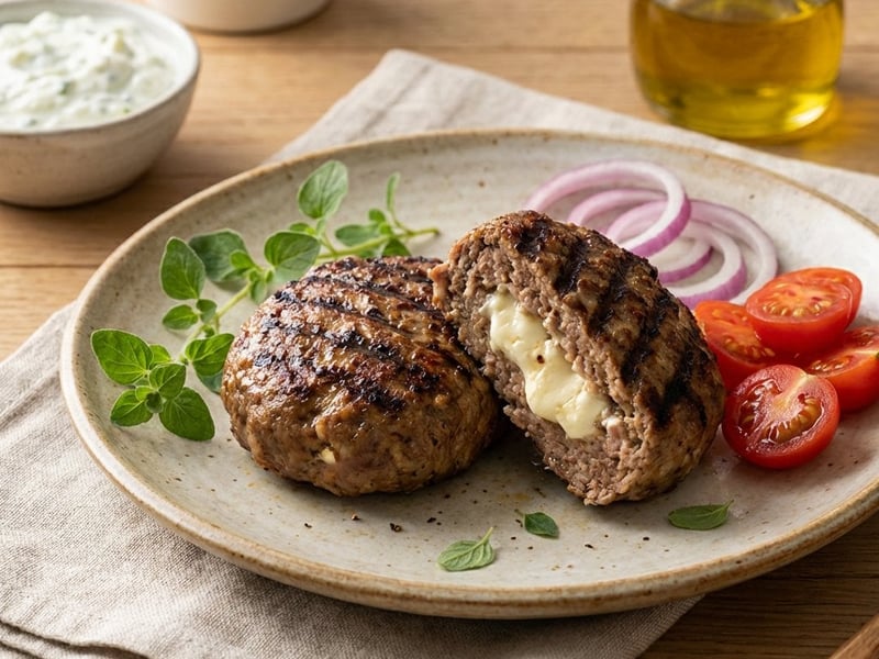 Griechische Bifteki mit Feta-Füllung