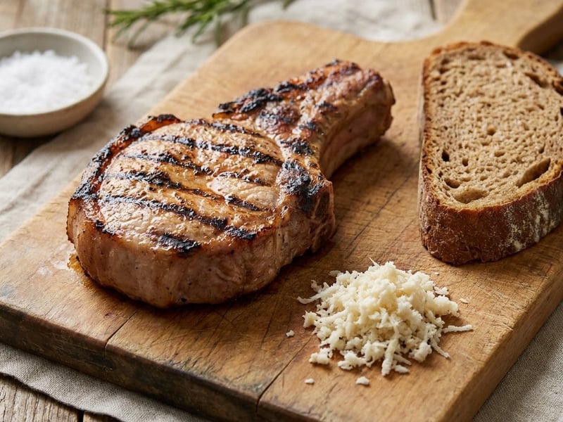 Grilled Pork Chop with Horseradish & Farmer's Bread