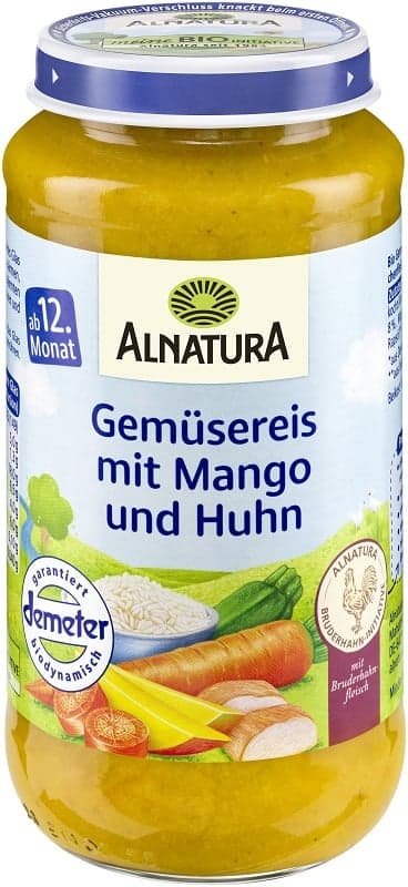 Alnatura BIO Gemüsereis mit Mango und Huhn, ab dem 12. Monat