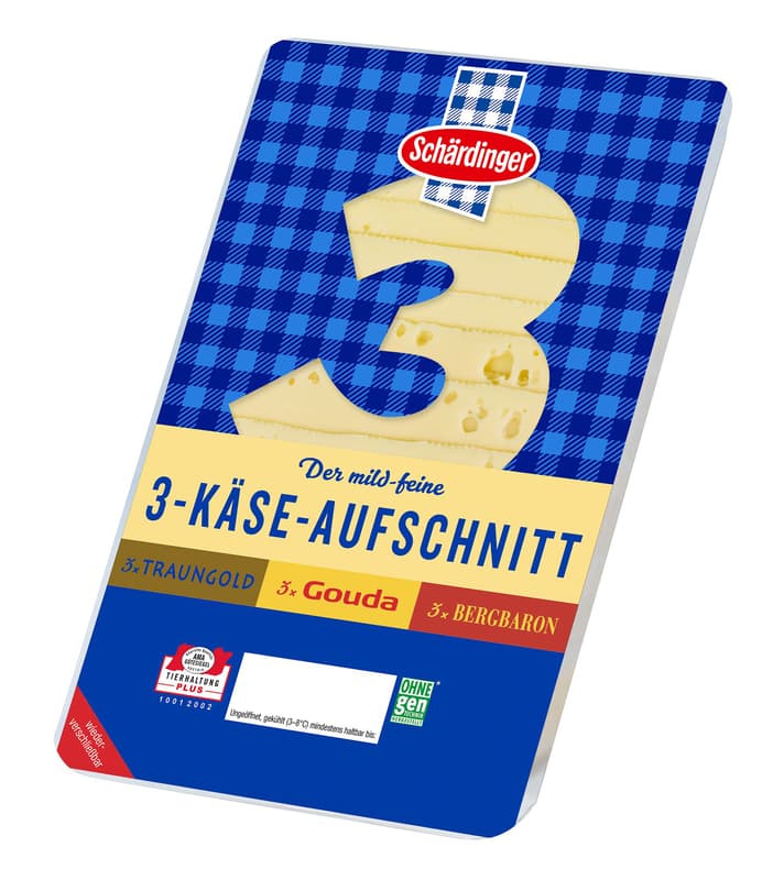 Schärdinger 3 Käse Aufschnitt 45% in Scheiben