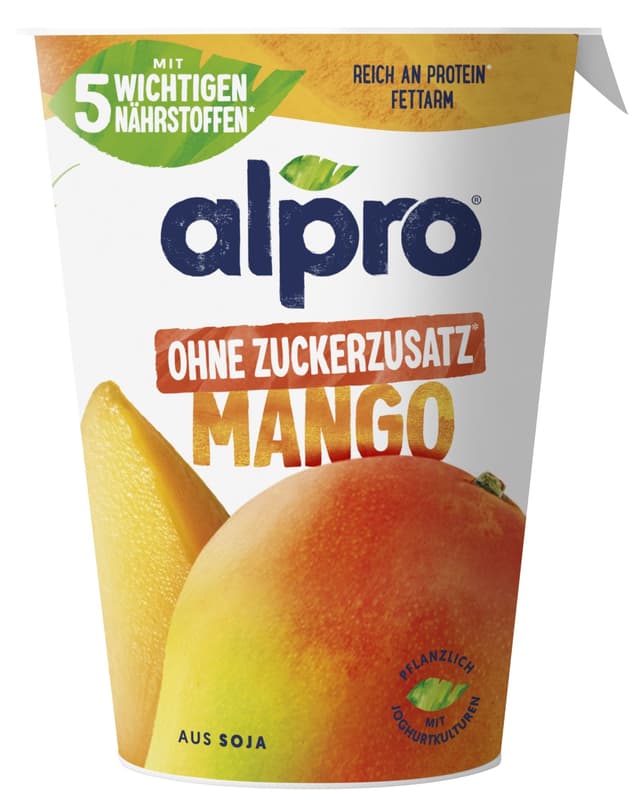 Alpro® Joghurtalternative auf Sojabasis Mango mit mehr Frucht und ohne Zuckerzusatz