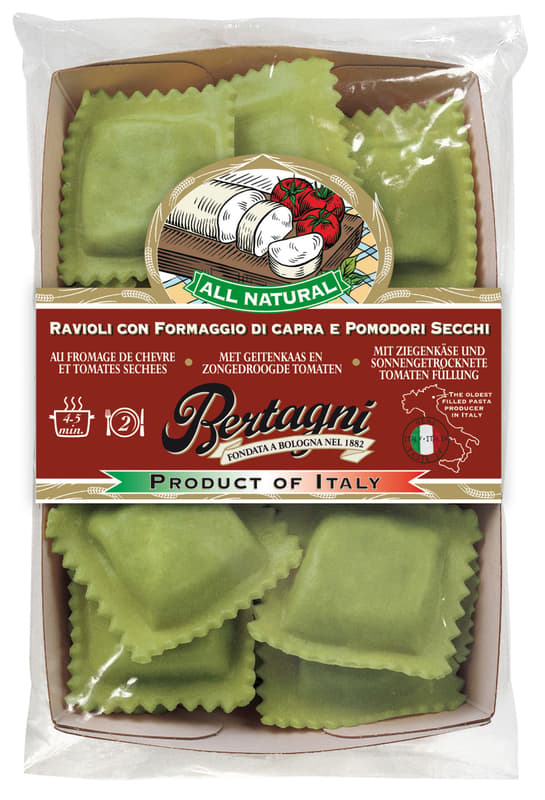 Bertagni ravioli with goat cheese and roasted tomatoes