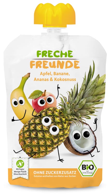 Freche Freunde BIO Quetschie Apfel, Banane, Ananas & Kokosnuss