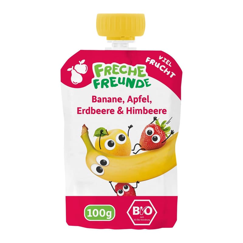 Freche Freunde BIO Quetschie Banane, Apfel & Himbeere