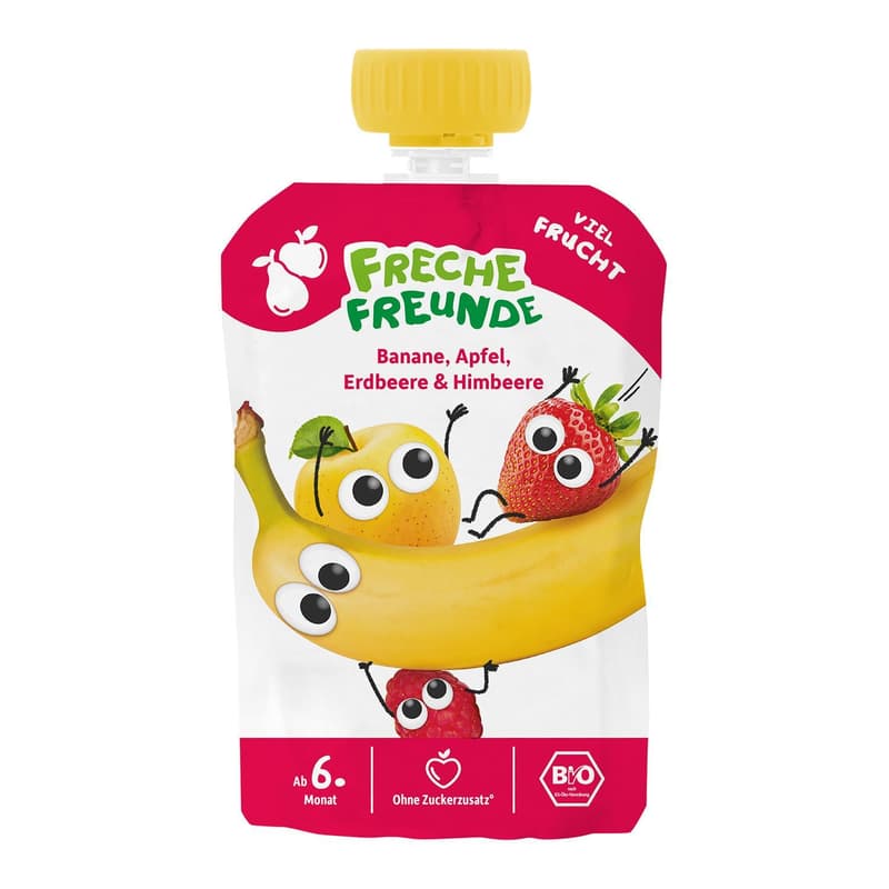 Freche Freunde BIO Quetschie Banane, Apfel & Himbeere