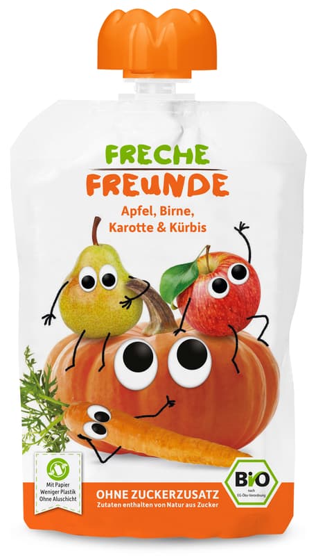 Freche Freunde BIO Quetschie Apfel, Birne, Karotte & Kürbis