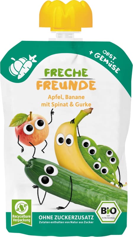 Freche Freunde BIO Quetschie Apfel, Banane, Spinat & Gurke