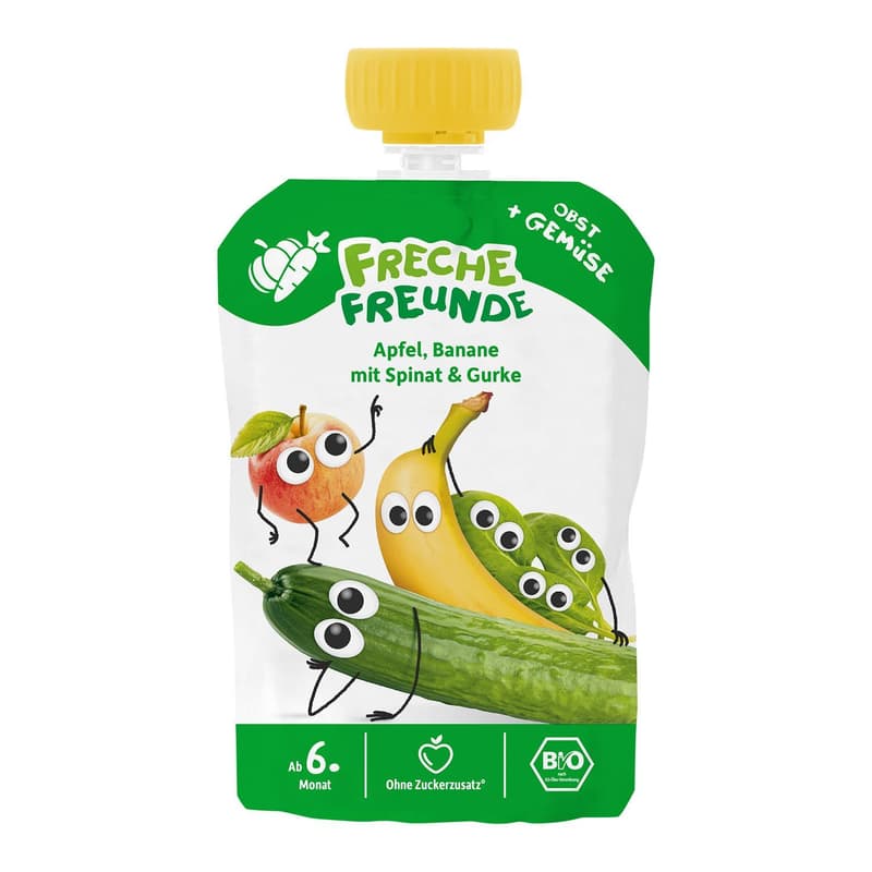 Freche Freunde BIO Quetschie Apfel, Banane, Spinat & Gurke