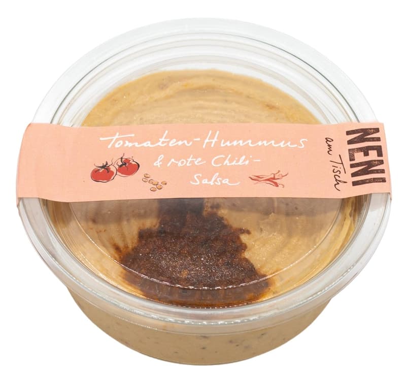 NENI Tomaten Hummus mit Paprika-Chili-Pesto