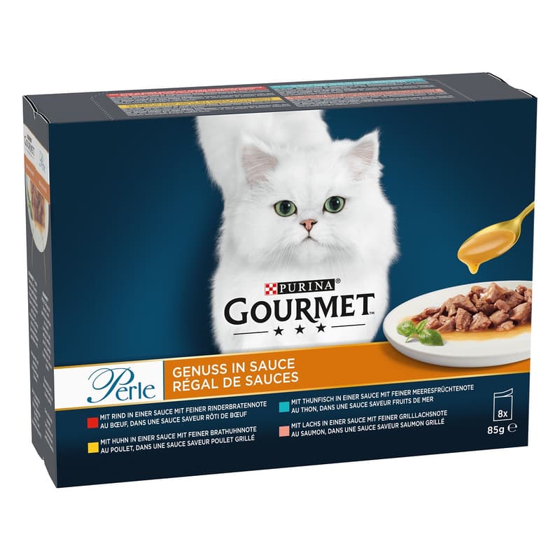 GOURMET Pearl Delight in Sauce with Chicken, Beef, Tuna and Salmon (8x85g)