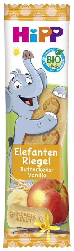 HiPP BIO Elefant Müesli Riegel Butterkeks in Apfel-Vanille