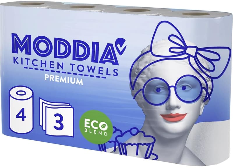 Moddia Küchenrolle 4 Rollen 64 Blatt / 3-lagig