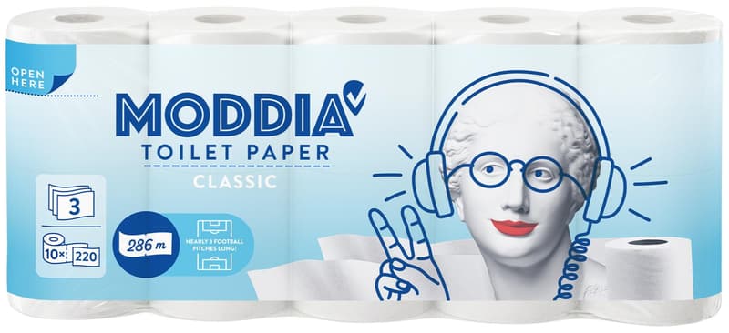 Moddia Toilet Paper 10 rolls 200 sheets 3ply HYBRID