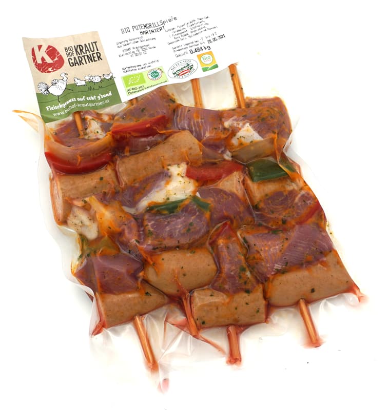 Krautgartner BIO Putenspieße mariniert von der Glückspute
