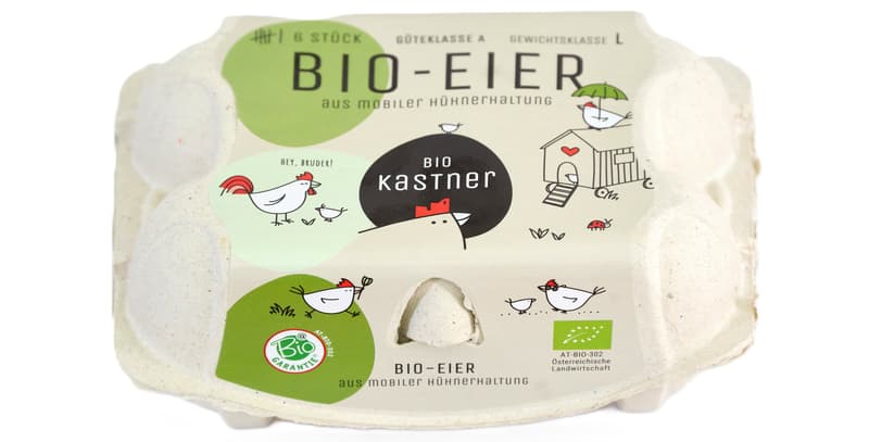 Kastner BIO eggs from mobile chicken farming, weight class L