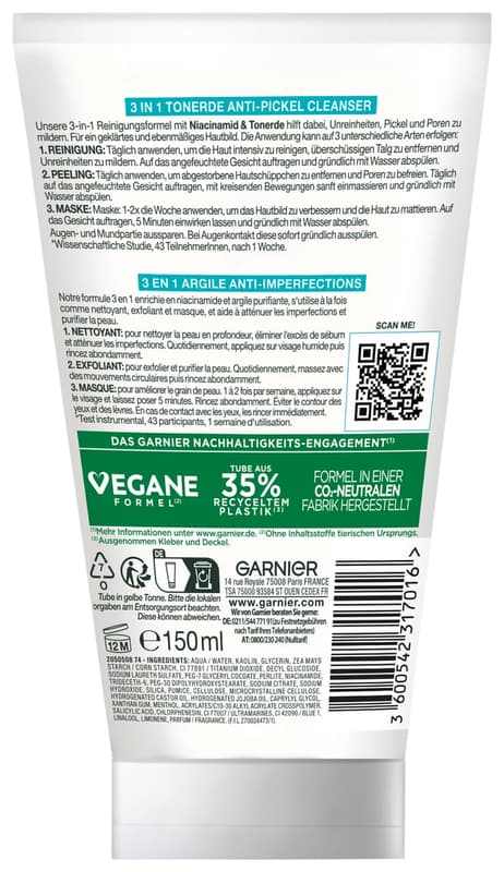 Garnier Skin Clear 3in1 Cleansing + Peeling + Mask