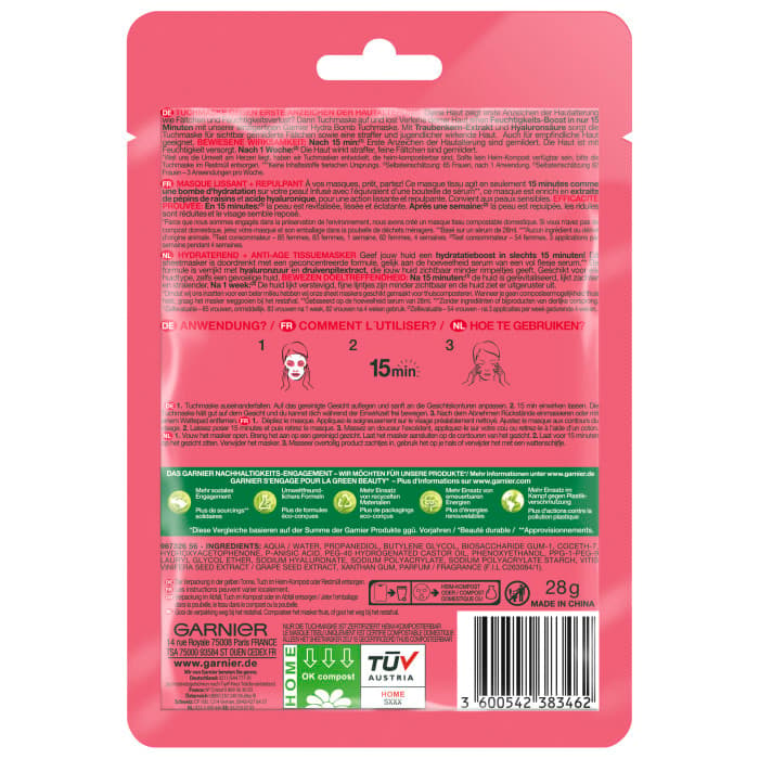Garnier SkinActive Hydra Bomb Tuchmaske Traubenkern-Extrakt
