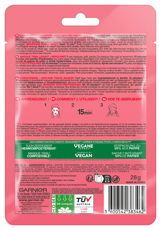 Garnier SkinActive Hydra Bomb Tuchmaske Traubenkern-Extrakt
