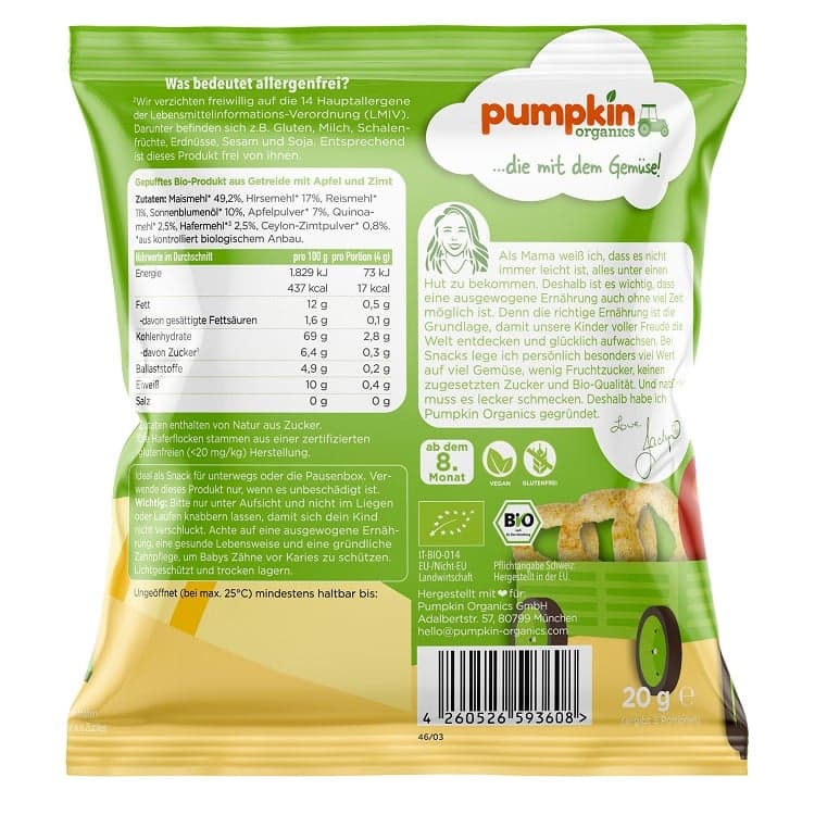 Pumpkin Organics Organic Multigrain Rings with apple & cinnamon