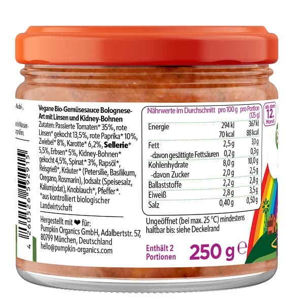 Organic Pasta Sauce Veggie Bolognese