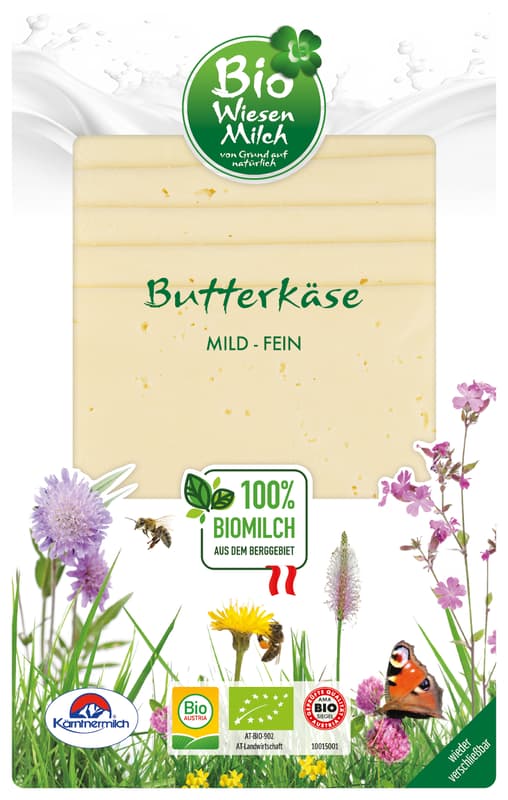 Kärntnermilch BIO Wiesenmilch Butterkäse in Scheiben