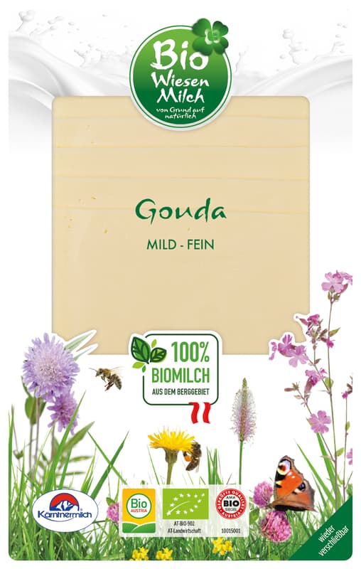 Kärntnermilch BIO Wiesenmilch Gouda in Scheiben