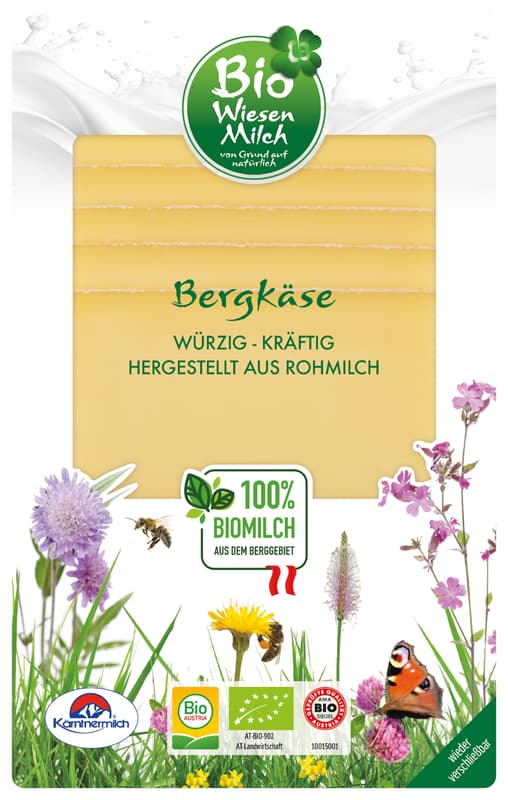 Kärntnermilch BIO Wiesenmilch Bergkäse in Scheiben