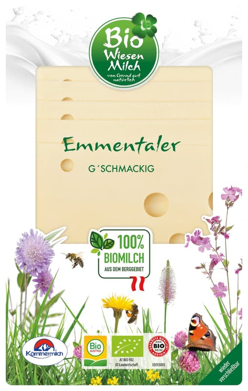 Kärntnermilch BIO Wiesenmilch Emmentaler in slices