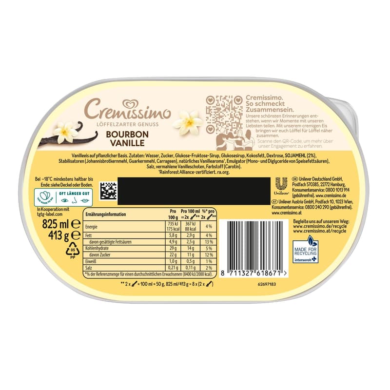 Cremissimo Ice Cream Bourbon Vanilla VEGAN