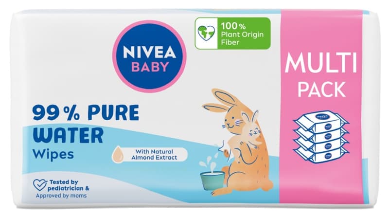 Nivea Baby 99,9% Pure Water Wipes Feuchttücher 3+1 Multipack