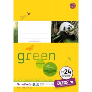 URSUS GREEN Heft FX 24 A5 40 Blatt kariert mit Rahmen gelb