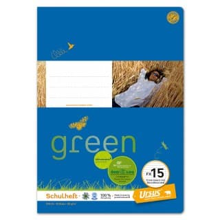 URSUS GREEN Heft FX15 A4 20 Blatt mit Korrekturrand liniert