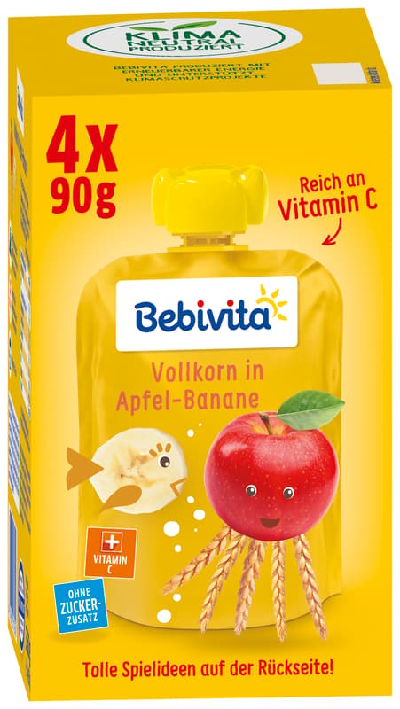 Bebivita Squeeze Bag 'Kids Fun Fruit and Cereal Whole Grain in Apple-Banana
