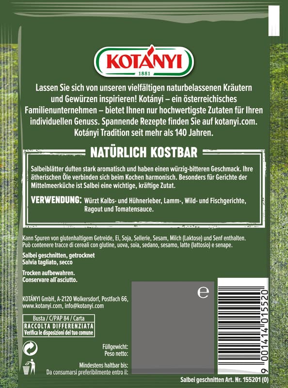 Kotányi Salbei geschnitten