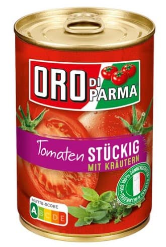 Oro di Parma geschälte stückige Tomaten mit Kräutern
