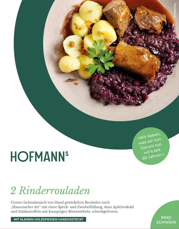 HOFMANNs 2 beef roulades - handmade with small wooden skewers -