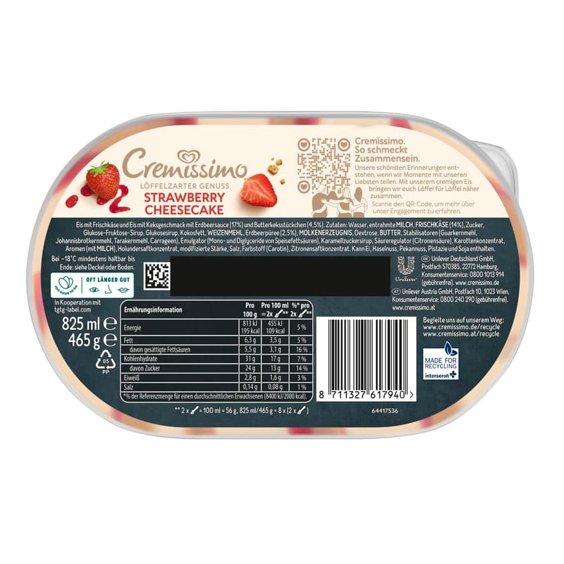 Cremissimo Strawberry Cheesecake Eis (tiefgekühlt)