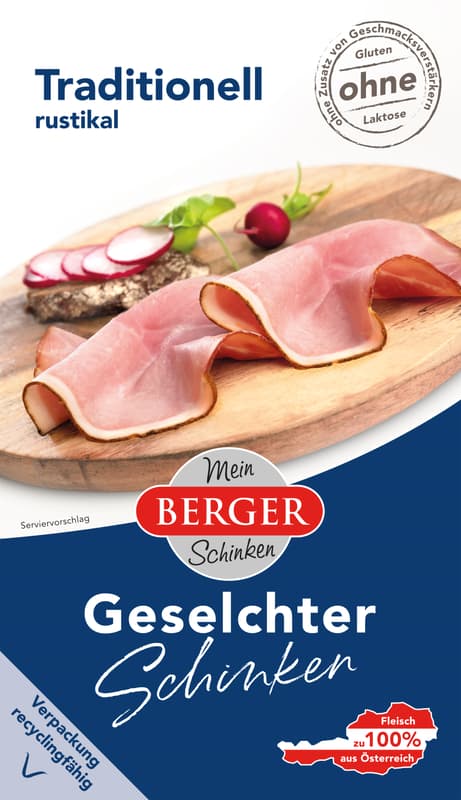 Berger Geselchter Schinken geschnitten